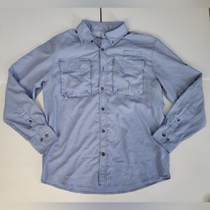 Cabela's Blue White Checkered Breathable Button-Up Long Sleeve Shirt